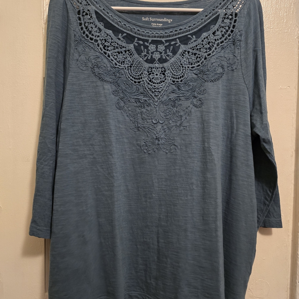 Soft Surroundings Blue Long Sleeve Top